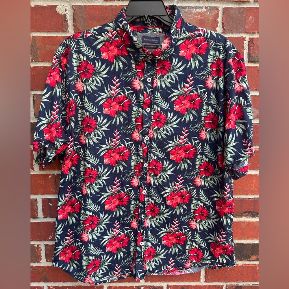 Gentlemen’s Outfitters 2XL Floral Hawaiian Short Sleeve Button Down Shirt Z12